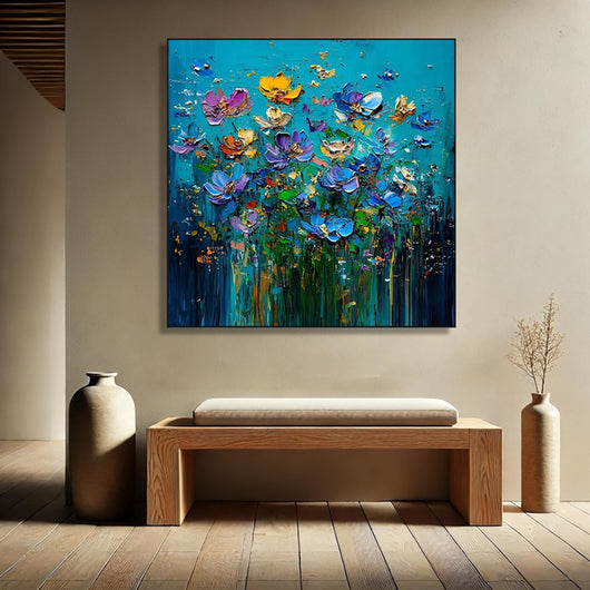 Cuadros Modernos de Flores al Óleo con Técnica de Espátula - Pinturas Abstractas Texturizadas 3D - Image 4
