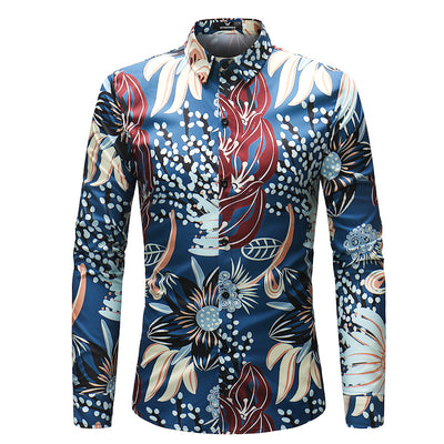 Camisa de Manga Larga con Estampado Acuático para Hombre - Image 13