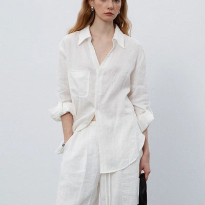 Blusa Lino Blanco Mujer Verano Suelta y Transpirable - Image 8
