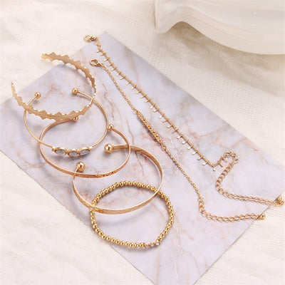Pulsera Étnica de 7 Piezas con Diamantes - Image 4