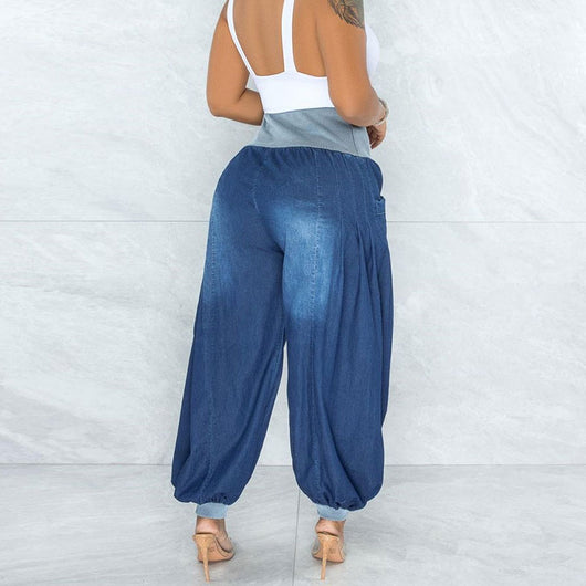 Pantalones Harem Denim Sueltos de Talle Elástico para Mujer - Comodidad de Verano - Image 3