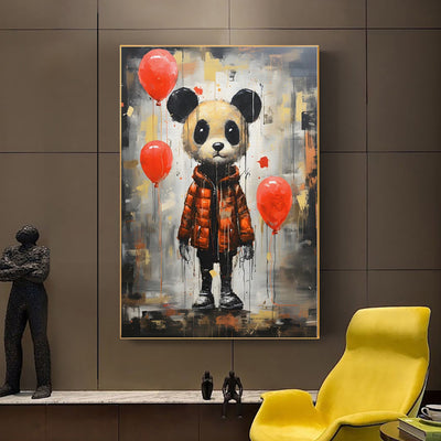 Cuadro Panda Graffiti Arte Óleo Pintado a Mano para Habitación Infantil - Image 3