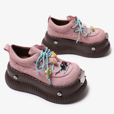 Zapatos Plataforma Dopamine Verano de Cuero con Cordones - Image 3