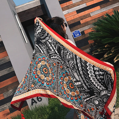 Pareo Bohemio Oversized con Protección Solar - Estilo Étnico - Image 10