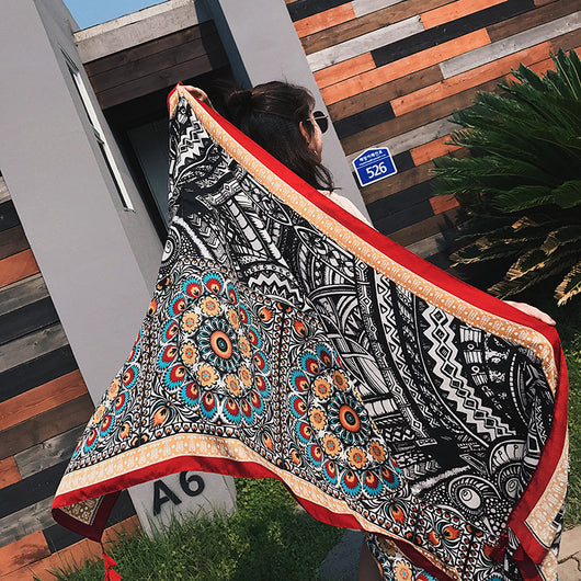 Pareo Bohemio Oversized con Protección Solar - Estilo Étnico - Image 10