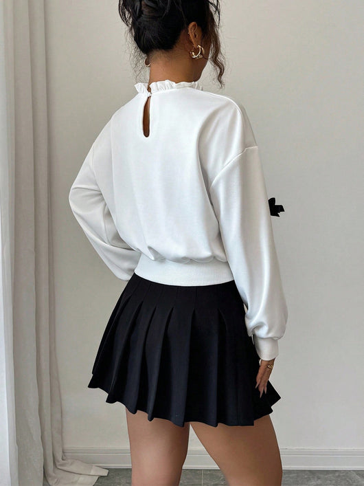 Sudadera Corta para Mujer con Detalle de Moño Elegante - Image 8