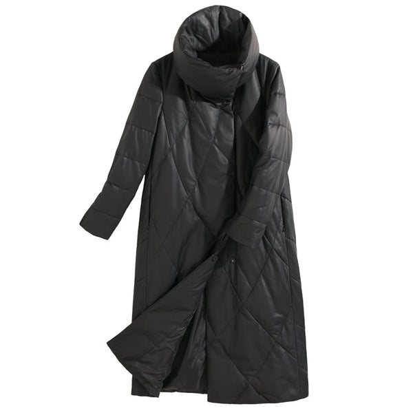 Abrigo de Cuero Estilo Coreano Talla Grande con Cuello Alzado para Invierno - Image 4