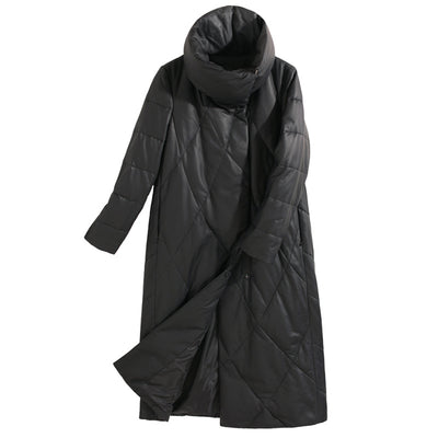 Abrigo de Cuero Estilo Coreano Talla Grande con Cuello Alzado para Invierno - Image 4