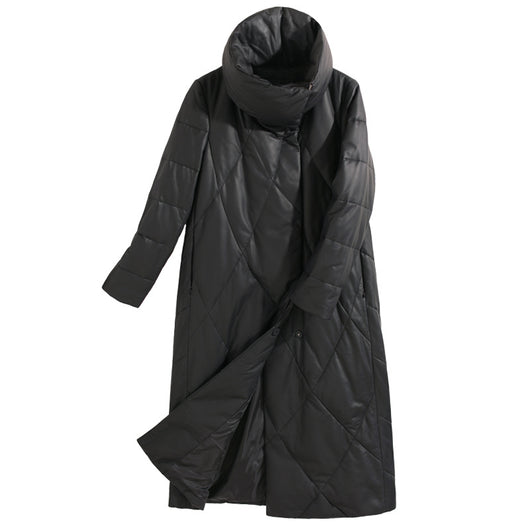 Abrigo de Cuero Estilo Coreano Talla Grande con Cuello Alzado para Invierno - Image 4