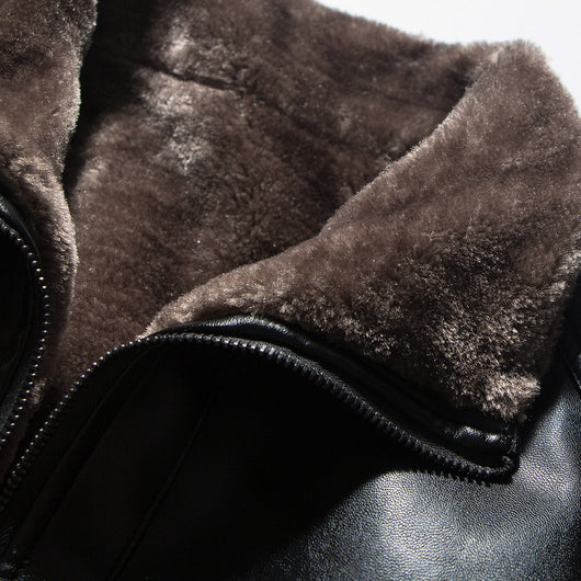 Chaqueta de Cuero con Cuello Mao Acolchada para Hombre - Image 6