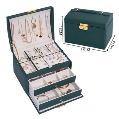 Organizador de Joyas de Tres Niveles - Caja de Almacenamiento Grande Estilo Europeo - Image 7