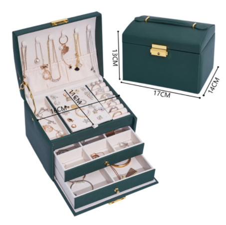 Organizador de Joyas de Tres Niveles - Caja de Almacenamiento Grande Estilo Europeo - Image 7