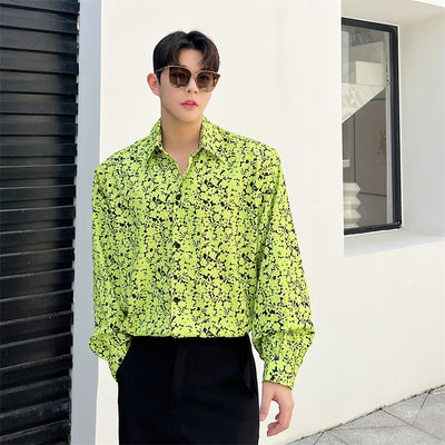 Camisa Casual de Manga Larga con Estampado Degradado Vibrante para Hombre - Image 7