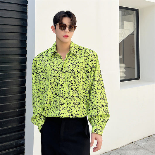 Camisa Casual de Manga Larga con Estampado Degradado Vibrante para Hombre - Image 7