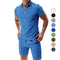 Conjunto Casual de Dos Piezas en Waffle para Hombre - Playera y Shorts con Cremallera