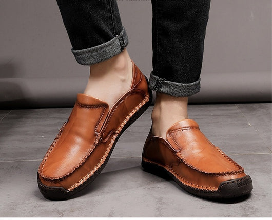 Mocasines Hombre Cuero Ligeros Antideslizantes Sin Cordones - Image 28