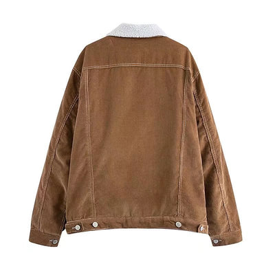 Chaqueta de Trabajo Acolchada Lana de Cordero Estilo Retro - Abrigo de Botones para Invierno - Image 3