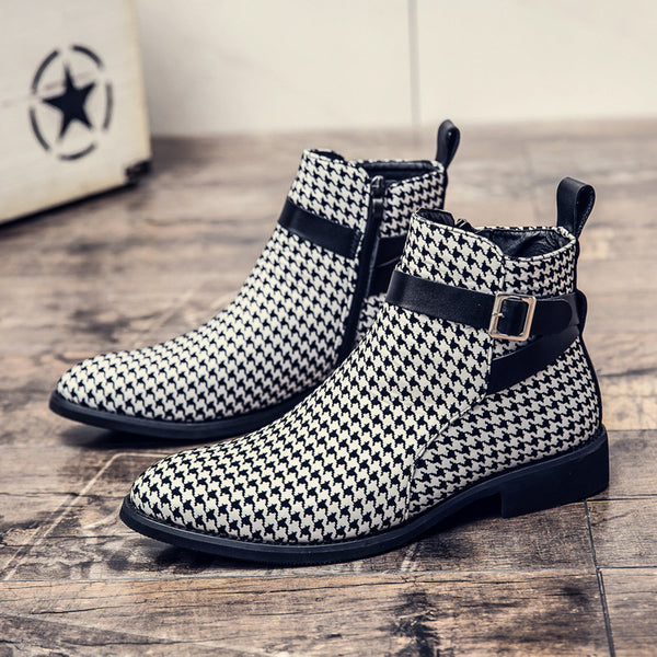 Botas de Cuero Estilo Británico Puntiagudas Altas Premium