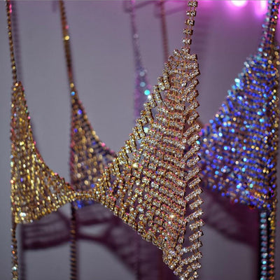 Cadena Corporal Brillante para Fiesta - Joyería Rhinestone Nocturna