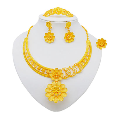 Conjunto de Joyería Árabe Dorada para Novia - Collar, Pulsera, Aretes y Anillo - Image 13