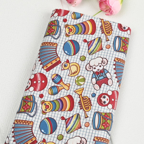 Tela de Algodón Estampada Retro Vintage para Juguetes - Tela DIY Artesanal
