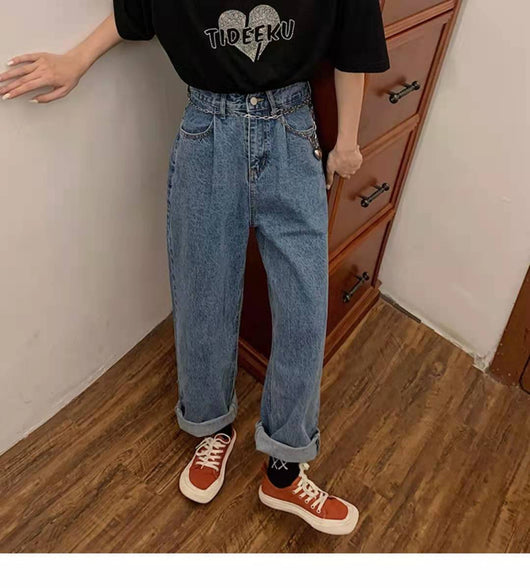 Pantalones Rectos Papá Anchos de Cintura Alta - Tendencia Suelta y Moderna - Image 2