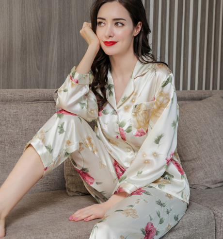 Traje de Dos Piezas Talla Grande Manga Larga en Seda para Primavera y Otoño - Image 14