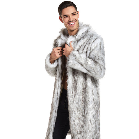 Abrigo Largo de Piel Sintética para Hombre - Estilo Europeo y Americano - Image 4