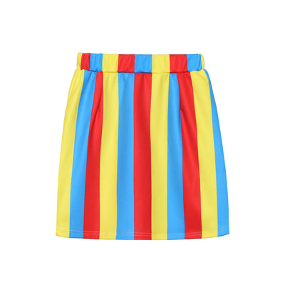 Falda Cintura Alta A-línea con Rayas de Color y Bolsillos con Cierre - Image 8