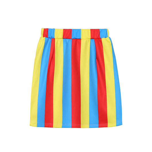 Falda Cintura Alta A-línea con Rayas de Color y Bolsillos con Cierre - Image 8