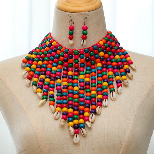 Collar Étnico de Cuentas de Madera - Diseño Europeo y Americano - Image 2