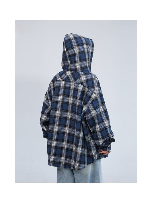 Chamarra Hoodie de Cuadros Estilo Retro Americano Unisex - Image 12