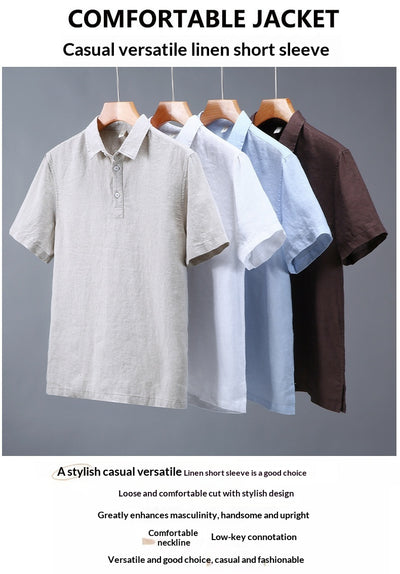 Camisa de Lino Puro para Hombre con Cuello Italiano - Image 21