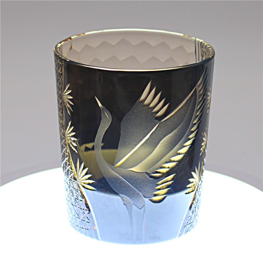 Vaso de Whiskey Edo Kiriko Pino y Grúa - Artesanía Japonesa - Image 41