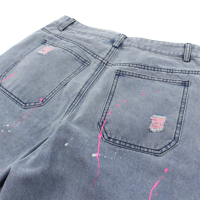 Jeans Rotos Efecto Desgastado Hip-hop Corte Recto Suelto para Hombre - Image 3