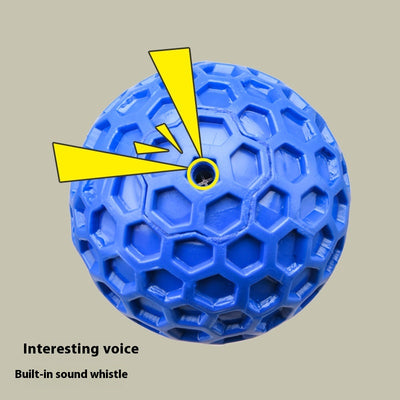 Red 65mm dog toy ball with a textured honeycomb surface, designed for vocalization, bite-resistance, and molar relief. - Image 3