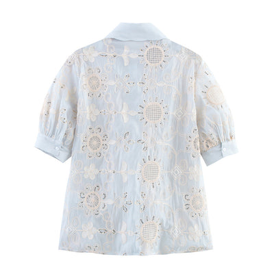 Camisa Larga Bordada con Lentejuelas y Estampado Étnico - Image 19