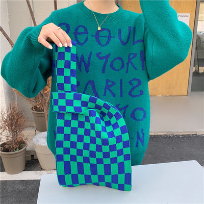 Bolso de Mano Tejido con Diseño a Cuadros - Image 9