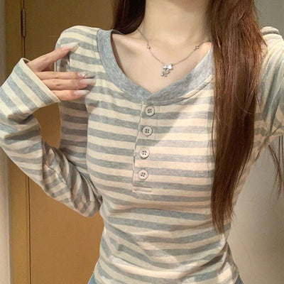 Blusa Rayada Versátil de Manga Larga para Mujer - Image 3