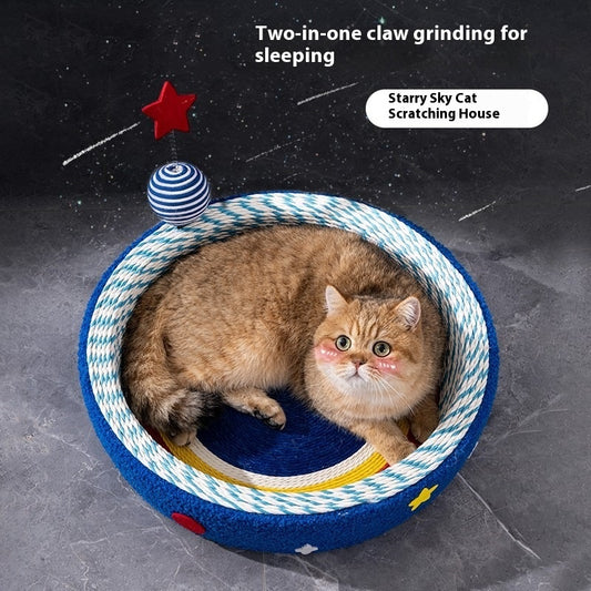 Rascador Tejido Redondo Diseño Cielo Estrellado para Gatos