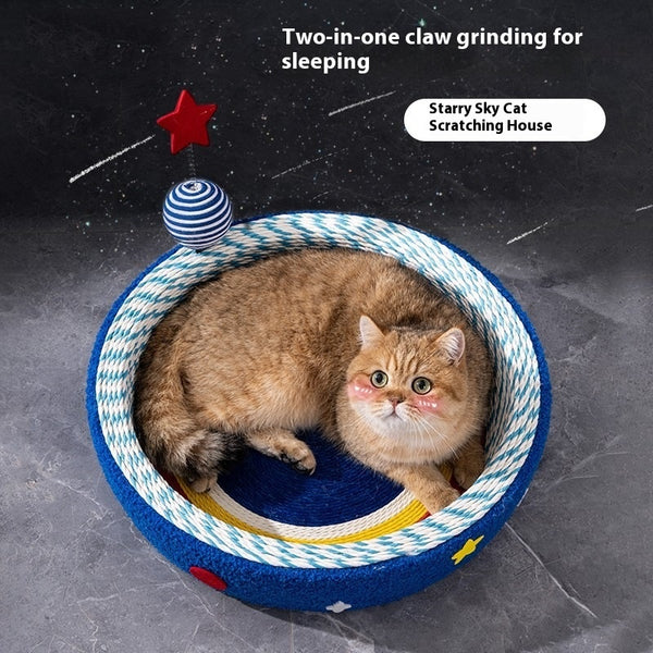 Rascador Tejido Redondo Diseño Cielo Estrellado para Gatos
