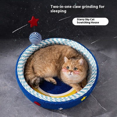 Rascador Tejido Redondo Diseño Cielo Estrellado para Gatos