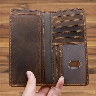 Billetera Larga de Cuero Crazy Horse para Hombre - Image 4
