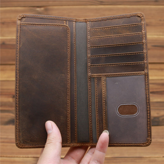 Billetera Larga de Cuero Crazy Horse para Hombre - Image 4