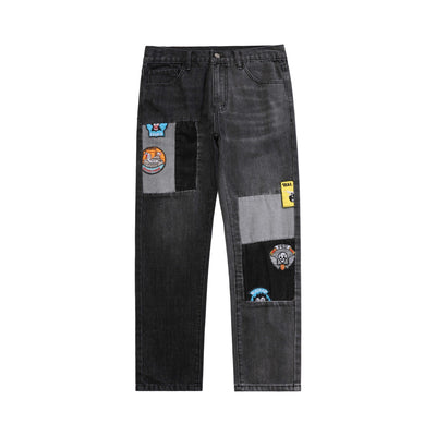 Jeans Guochao con Bordado de Patrón Callejero para Hombre - Image 14