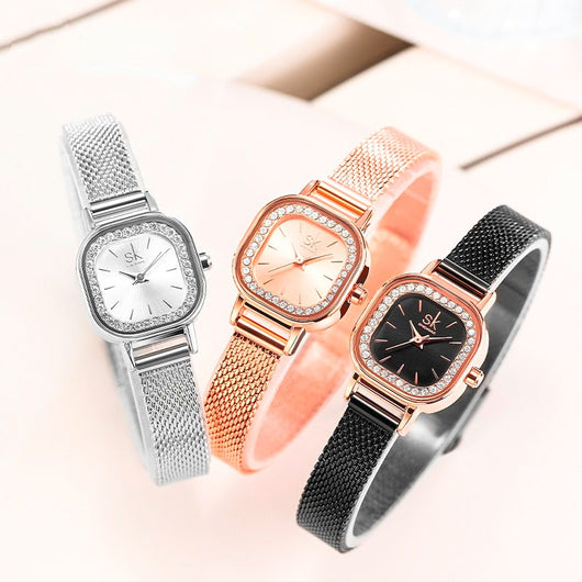 Reloj Cuadrado para Mujer con Malla Metálica y Cristales - Image 15