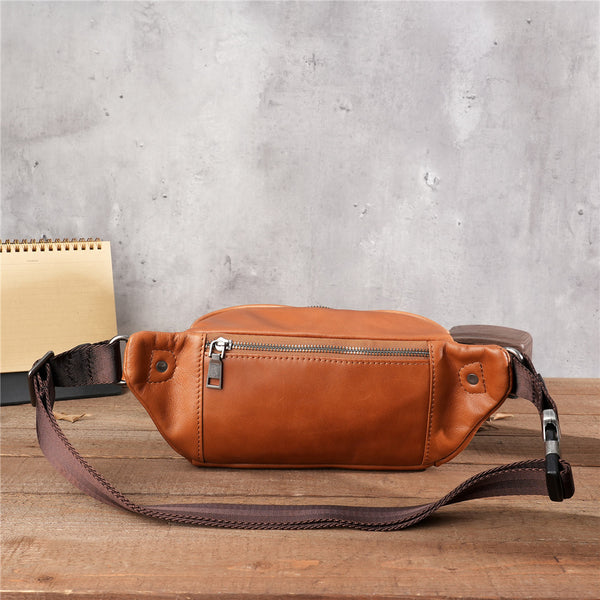 Bolsa Cruzada Deportiva de Cuero Genuino con Gran Capacidad