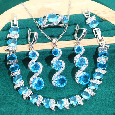 Conjunto de Joyería Zircón de 4 Piezas: Collar, Pulsera, Aretes y Anillo - Image 7