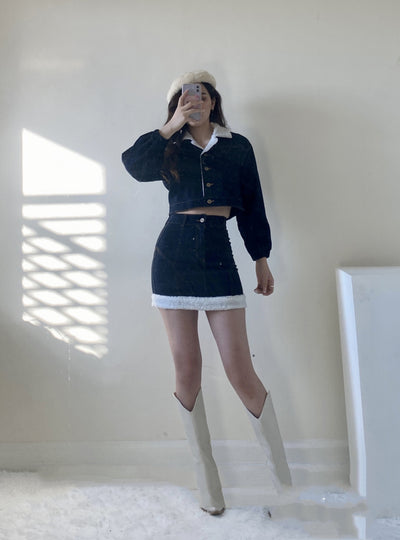 Conjunto de Falda y Chamarra Denim Acolchada para Mujer - Image 4
