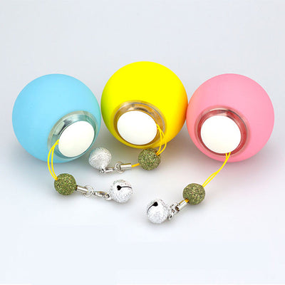 Light blue pet toy ball with a smooth finish and silver-toned accents, designed for interactive play. - Image 4